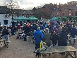 200 at Christmas Celebration in the Town Square
