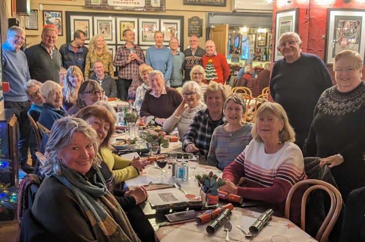 QES former staff at the Christmas party at the Three Little Pigs in Crediton.