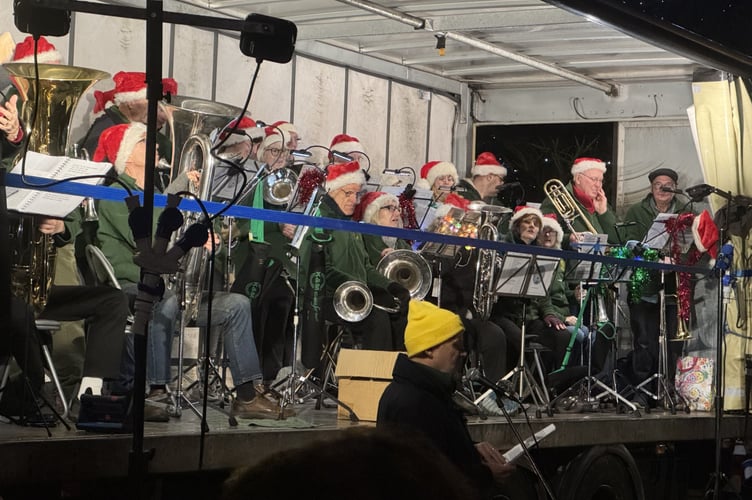 Crediton Town Band performing at Carols in the Square