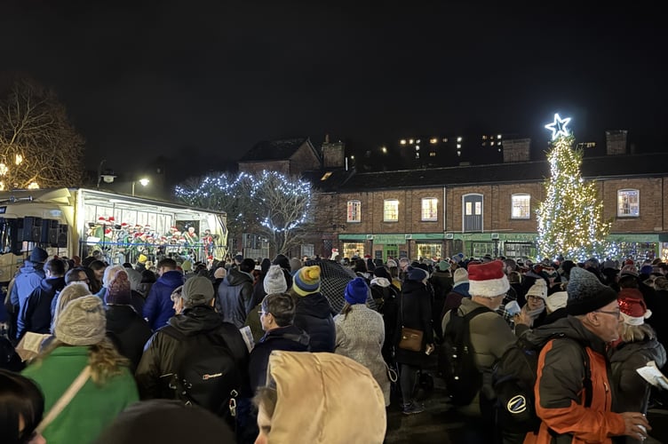 Hundreds of people filled Crediton Town Square for Carols in the Square