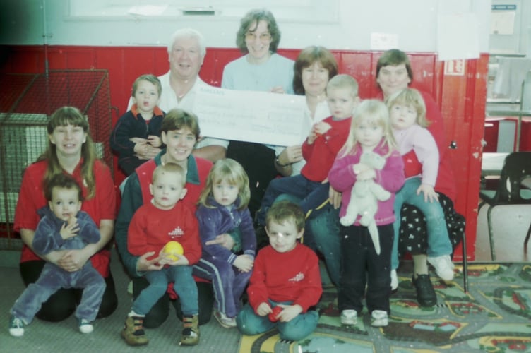 Following their Christmas Nativity play Jolly Tots Pre-School presented a cheque for £75.60 to Snackpack, an Exeter-based charity supporting children with diabetes in March 2004. DSC01281