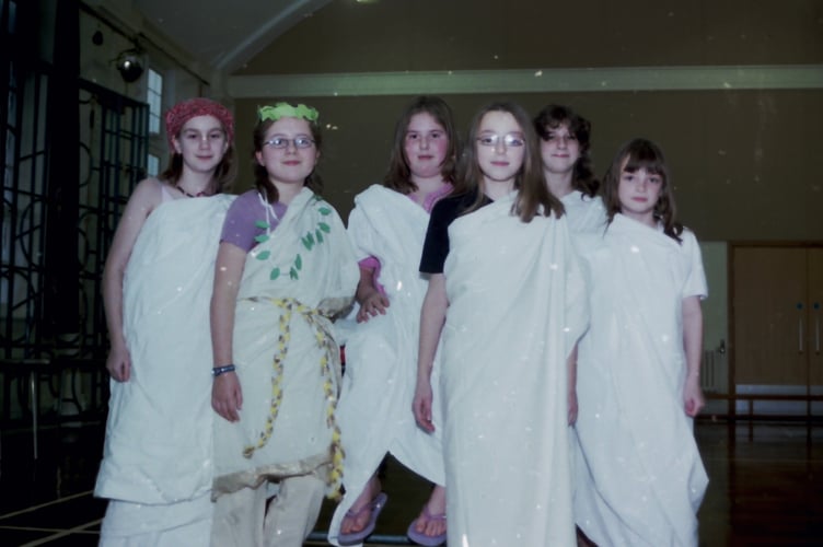 Pupils at Hayward's School who took part in a Greek Day in January 2004. DSC00747