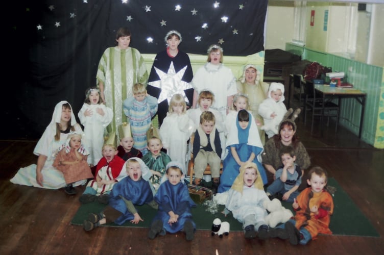 Jolly Tots Nursery Nativity scene in December 2003.  DSC00478