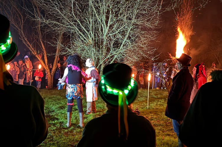 Watching the Mummer’s play at Sandford Wassail.  AQ 2056