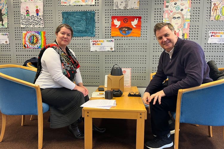 Tracey Norman and Mel Stride MP at Crediton Library