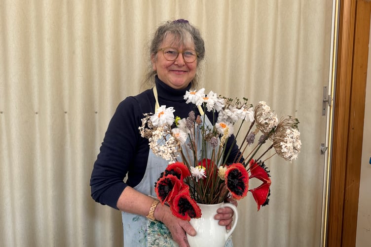 Floral displays made from recycled materials were on display.  AQ 4418
