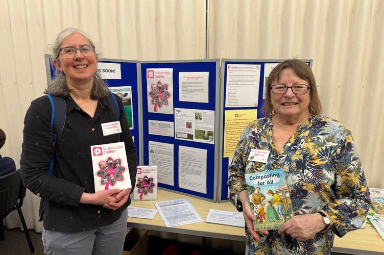 Kirsty Janes and Dee Ross told visitors about the work of Sustainable Crediton.  AQ 4467
