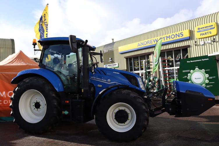 A methane-powered tractor on display