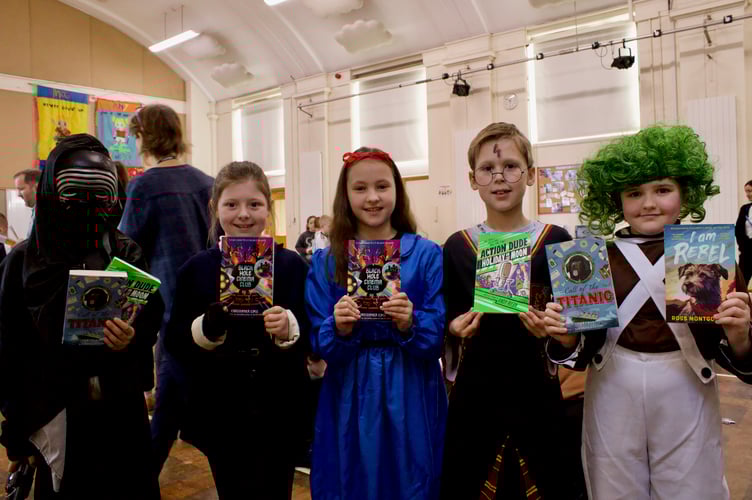 Pupils with their new books