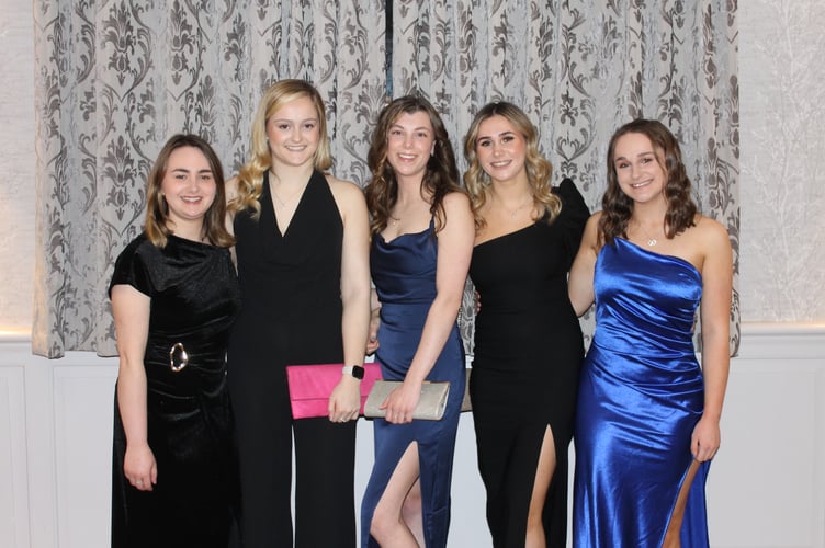 Elaine Short from Chulmleigh YFC, Hannah Male from Honiton, Jess Ladd from Cheriton and Tedburn, Charlotte Bass from Newton Abbot and Chloe Branson from Bow YFC.  AQ 0650
