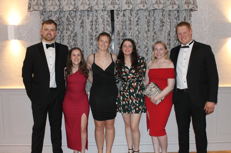 From left, Cameron Vooght from Newton St Cyres, Amy Taverner from Newton St Cyres, Chloe Eyles from Newton St Cyres, Georgina Hill from Bow and Jack Pickard.  AQ 0678
