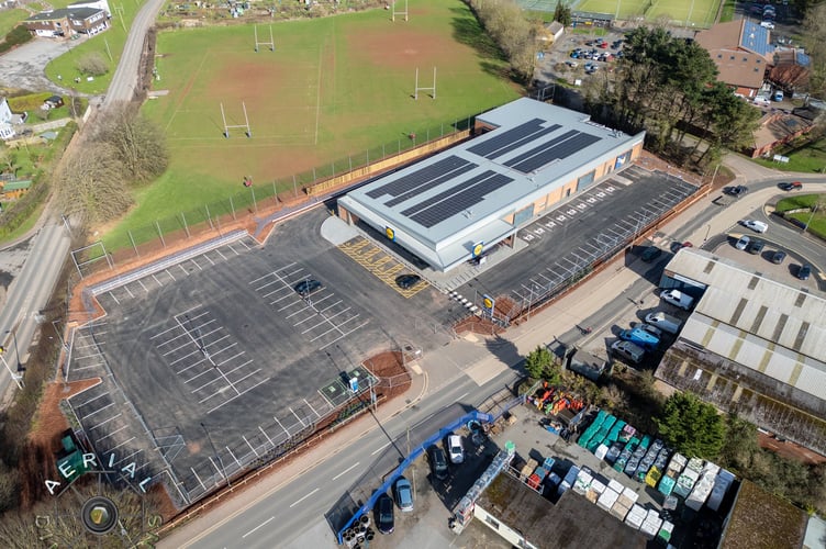 The new Crediton Lidl store from above