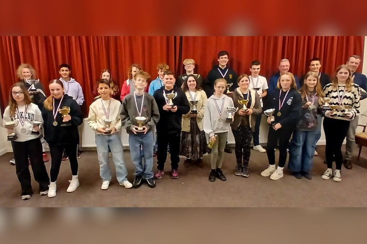 Trophy and medal winners at the event
