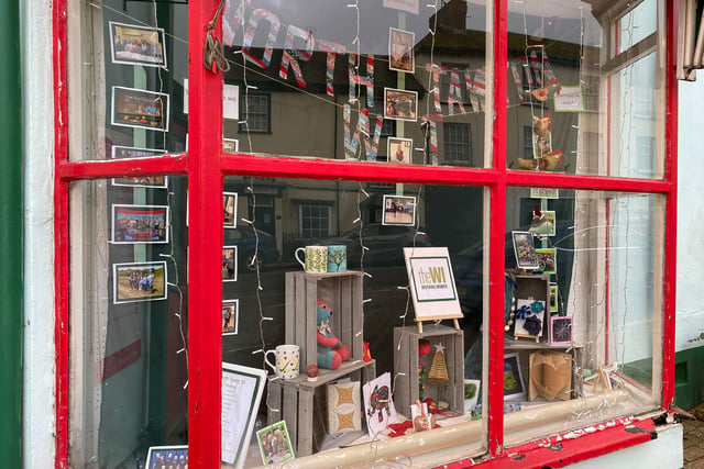 North Tawton WI display in post office window