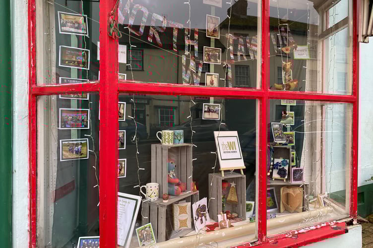 The WI display in window of North Tawton's post office