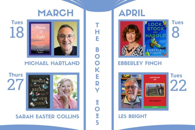 Free afternoon author events at Crediton bookshop this spring