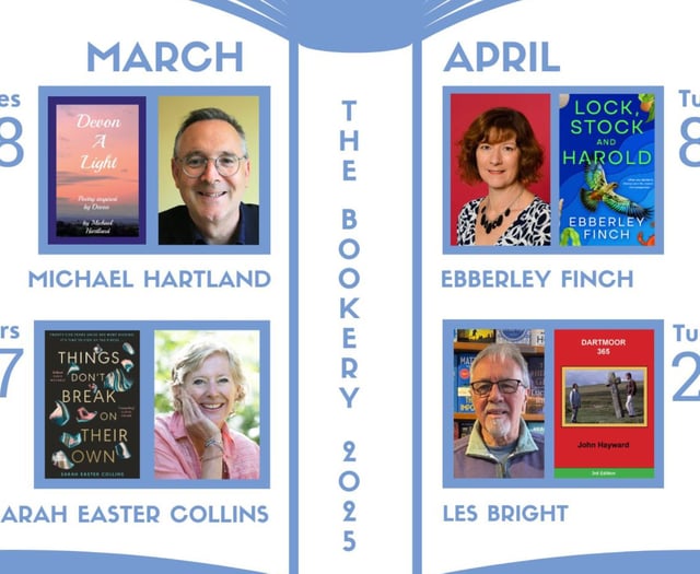 Free afternoon author events at Crediton bookshop this spring