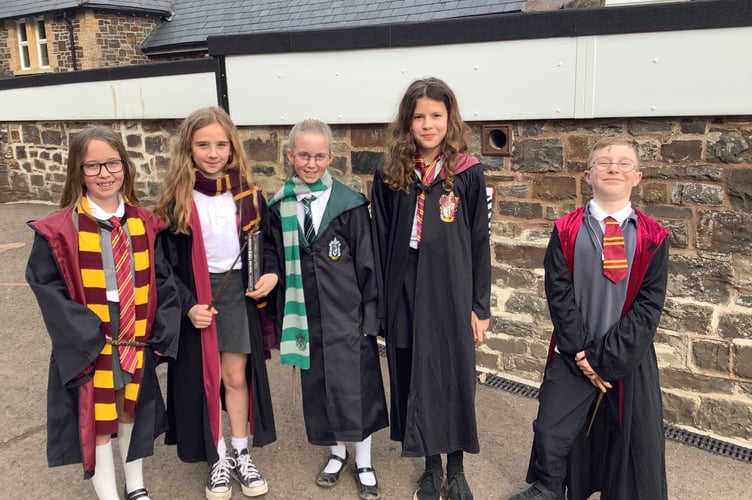 Pupils at Yeoford Community Primary School dressed for Hogwarts