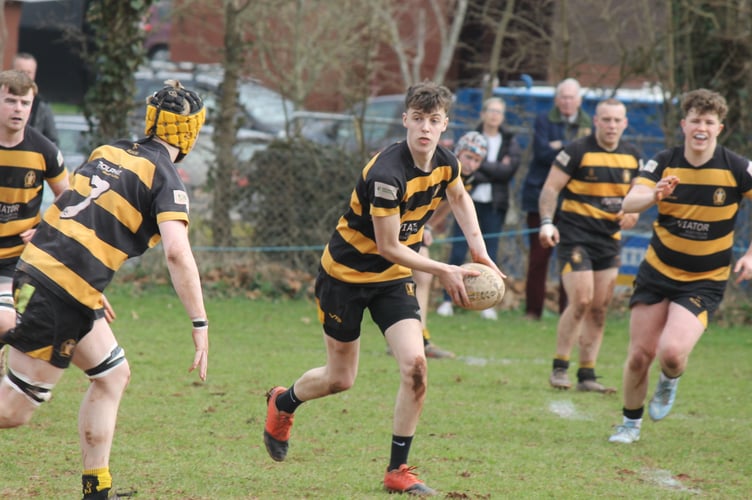 Crediton Thirds won 62-0 against Tiverton Thirds, Crediton here dominating possession.  AQ 0715
