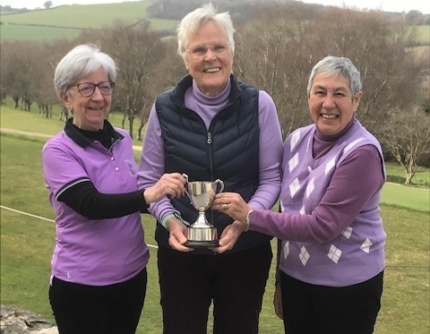 The winners of the Caws Cup trophy were Judith Ezard, Elaine Marwood and Maggie Caws