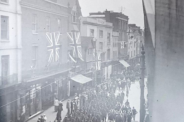 Possibly Exeter during Edward, Prince of Wales' visit on May 16, 1921