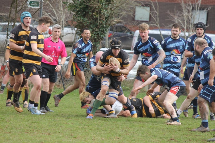 Crediton Thirds won 62-0 against Tiverton Thirds, Crediton here dominating possession.  AQ 0714
