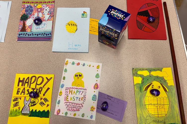 Some of the Easter card entries at Tedburn St Mary Spring Show.  AQ 5713
