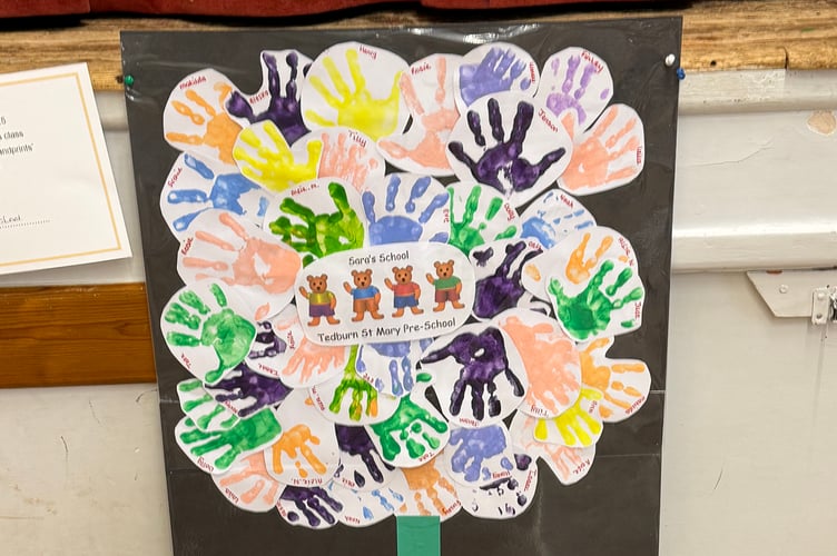 Handprints won a first prize for children from Sara’s School at Tedburn St Mary Spring Show.  AQ 5718
