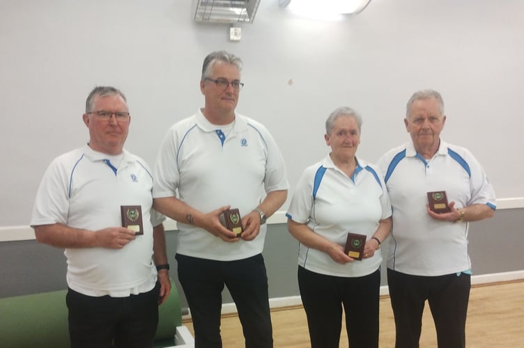 Winners Winkleigh and Exeter Nomads. From left, Robert Ivings, Richard Williams, Rita Redstone, John Redstone
