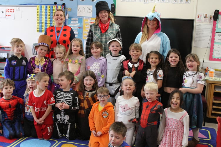 Children and staff members in costume