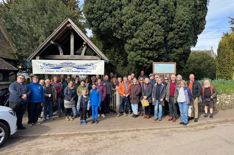 Some of those who took part in the bellringing competition at Down St Mary.  AQ 5612
