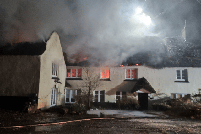Restoration of fire-hit Drewsteignton thatched cottages begins