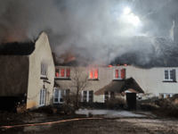 Restoration of fire-hit Drewsteignton thatched cottages begins