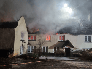 Restoration of fire-hit Drewsteignton thatched cottages begins