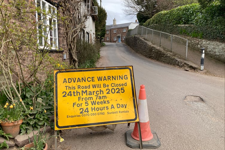 Road closure sign on Back Lane, Sandford