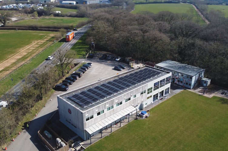 The solar panels on the roof of Exeter City’s Cliff Hill Training Ground.
