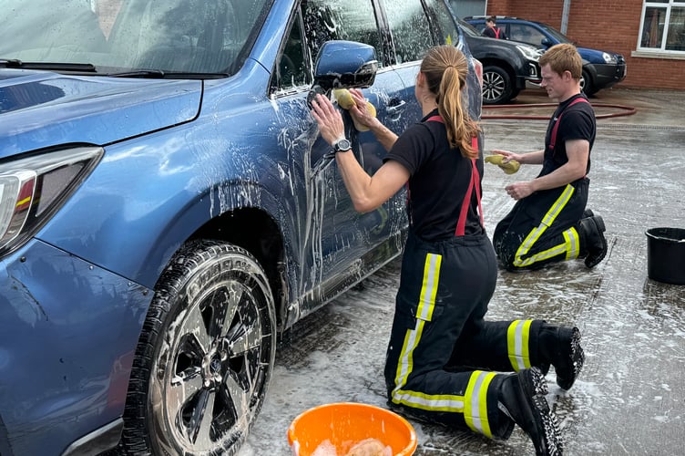 Washing another car at Crediton Fire Station.  AQ 7595
