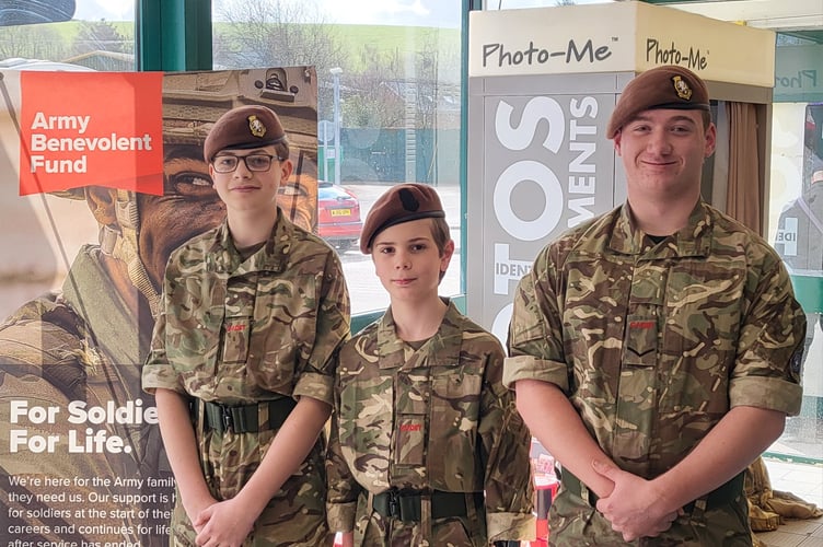 Some of the Crediton Army Cadet Force cadets during the charity collection at Crediton Morrisons store.
