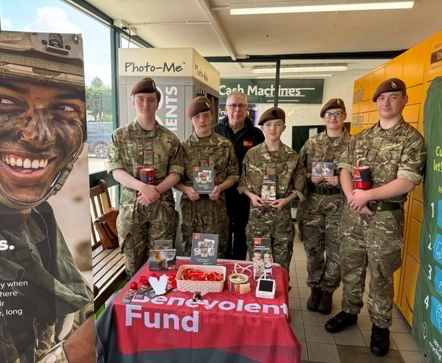 Cadets helped raise £491 for ABF at Crediton Morrisons
