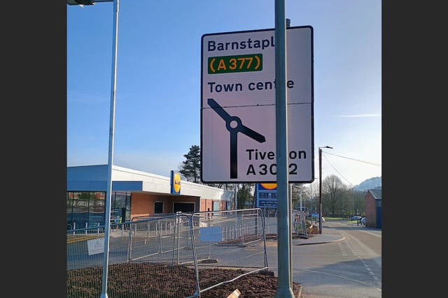Crediton road sign put up the wrong way round
