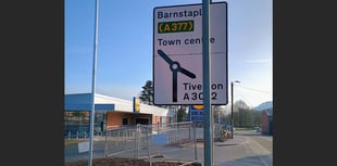 Crediton road sign put up the wrong way round
