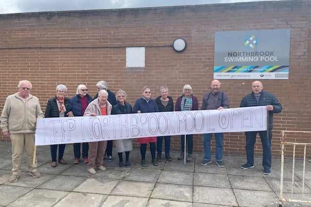 Campaigners outside Northbrook pool in Exeter