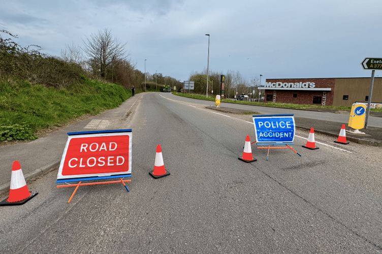 Police road closure at the scene
