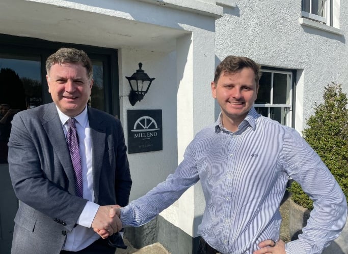 MP for Central Devon, Mel Stride and Alex Horsfall, owner of The Mill End Hotel in the heart of Dartmoor.
