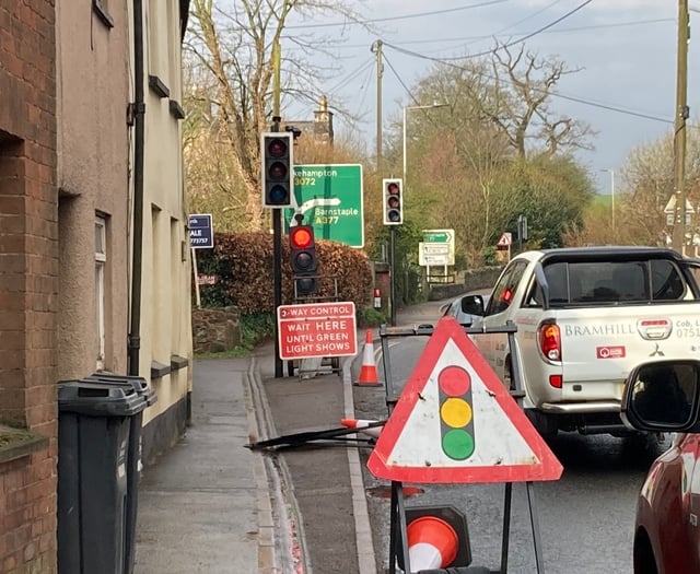 Traffic lights at Copplestone cause two-mile queue
