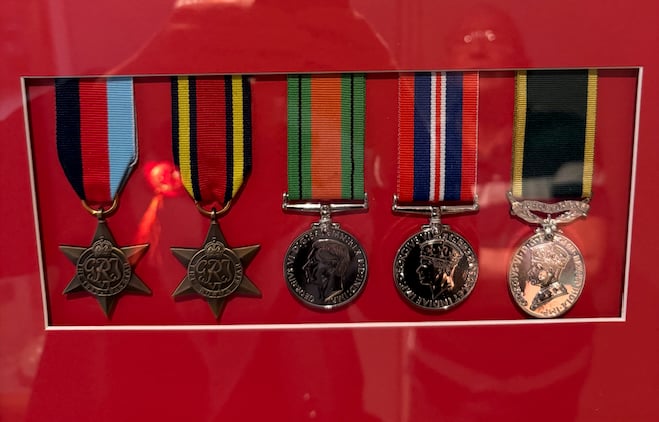 The medals received by Mr Charlie Haydon.

