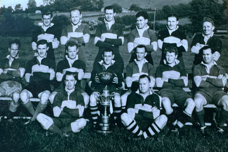 Charlie Haydon, seated front right, when Crediton RFC won the Devon Junior Cup.