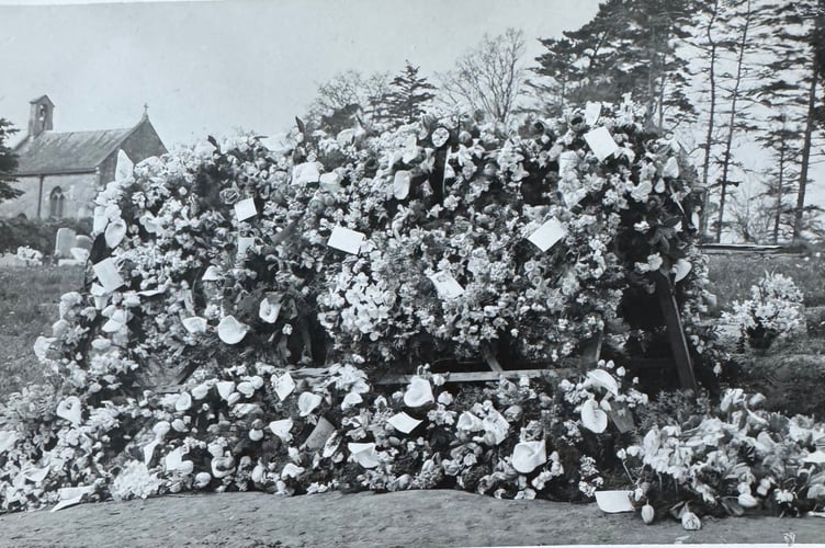 There were so many flowers at Charlie Haydon’s funeral that a structure was built to display them at Crediton Cemetery.
