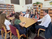 MP Stride talks to Crediton sixth-formers