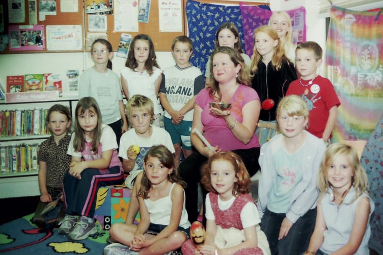 Author and storyteller Clare Viner read stories to children at Crediton Library in August 2004. DSC02045